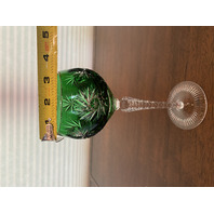 STUNNING VTG NACHTMANN Green Cut To Clear SCHLIFF Crystal Hock Wine Glass 8.25"H