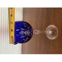 BEAUTIFUL VTG ANNAHUTTE Cobalt Blue Cut To Clear Grapes Crystal Wine Glass 7.75"
