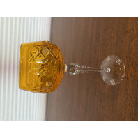 STUNNING VTG LAUSITZER Tangerine Cut To Clear Crystal LA15 Hock Wine Glass 8"H