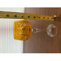 STUNNING VTG LAUSITZER Tangerine Cut To Clear Crystal LA15 Hock Wine Glass 8"H