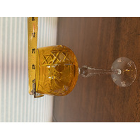 STUNNING VTG LAUSITZER Tangerine Cut To Clear Crystal LA15 Hock Wine Glass 8"H