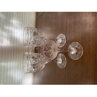 STUNNING SET(3) POLO PLAYER ON HORSEBACK/Floral Etched Crystal Water Goblets 8"H