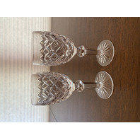 STUNNING VTG WATERFORD Crystal POWERSCOURT Sherry Glasses 6.25"H SIGNED PAIR