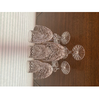 STUNNING SET(7) VTG WATERFORD Crystal POWERSCOURT Claret Wine Glasses 7"H SIGNED