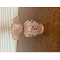 FENTON 2003 CHARLETON COLLECTION Pink Opalescent Floral Vase SIGNED 5.25"H