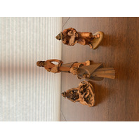 BEAUTIFUL VTG SET(4) OTCO Great Detailed Wood Carved Nativity Figurines ITALY