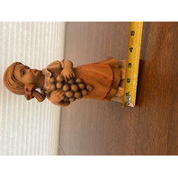 VTG OTCO Little LARGE Girl W/Grapes Wood Carved Figurine 8.5"H MADE IN ITALY