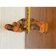 STUNNING VTG DETAILED Wood Carved Madonna & Child W/Grapes Figurine 11.75" ITALY
