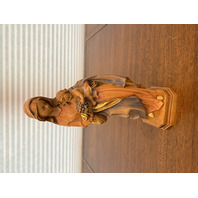 STUNNING VTG DETAILED Wood Carved Madonna & Child W/Grapes Figurine 11.75" ITALY