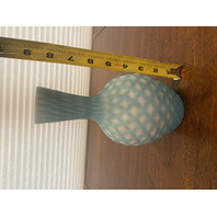 STUNNING ANTIQUE Blue & White Cut Velvet Diamond Quilted Satin Glass Vase 8.5"H