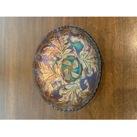 STUNNING VTG FENTON Amethyst Iridescent THISTLE Carnival Ice Cream Bowl 7.75"W