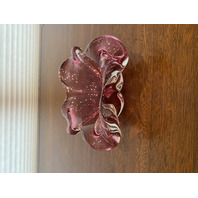 BEAUTIFUL VTG MURANO Pink & Clear Art Glass Ashtray Bowl 7.5"W ITALY