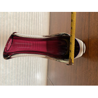 STUNNING VTG MURANO Cranberry & Blue SOMMEROSO Art Glass Vase 11.25"H ITALY