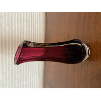 STUNNING VTG MURANO Cranberry & Blue SOMMEROSO Art Glass Vase 11.25"H ITALY