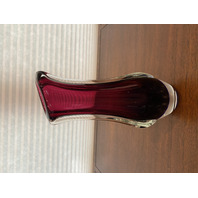 STUNNING VTG MURANO Cranberry & Blue SOMMEROSO Art Glass Vase 11.25"H ITALY