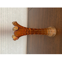 VTG IMPERIAL Marigold Iridescent Carnival Ripple Glass Swung Vase 10.5"H