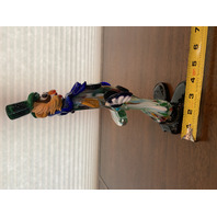 BEAUTIFUL MURANO Multicolored Glass Clown W/Green Cymbals Figurine 11.25"H ITALY