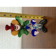 BEAUTIFUL MURANO Multicolored Glass Clown W/Green Bowtie Figurine W/LABEL 8.5"H