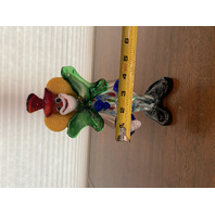 BEAUTIFUL MURANO Multicolored Glass Clown W/Green Bowtie Figurine W/LABEL 8.5"H