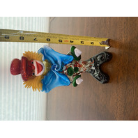 BEAUTIFUL MURANO Multicolored Glass Clown W/Blue Bowtie Figurine W/LABEL 8.5"H
