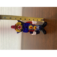 BEAUTIFUL MURANO Multicolored Glass Clown W/Blue Bowtie Figurine 7.75"H ITALY