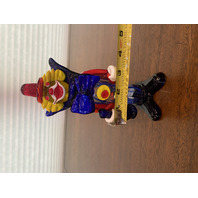 BEAUTIFUL MURANO Multicolored Glass Clown W/Blue Bowtie Figurine 7.75"H ITALY