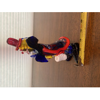 BEAUTIFUL MURANO Multicolored Glass Clown W/Blue Bowtie Figurine 7.75"H ITALY