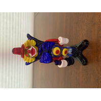 BEAUTIFUL MURANO Multicolored Glass Clown W/Blue Bowtie Figurine 7.75"H ITALY