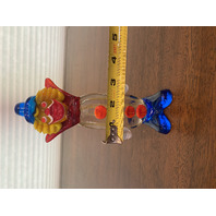 BEAUTIFUL MURANO Multicolored Glass Clown W/Blue Hat Figurine 7"H ITALY