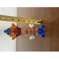BEAUTIFUL MURANO Multicolored Glass Clown W/Blue Hat Figurine 7"H ITALY