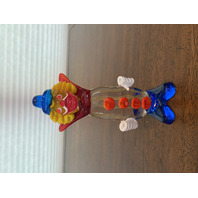 BEAUTIFUL MURANO Multicolored Glass Clown W/Blue Hat Figurine 7"H ITALY