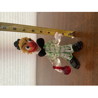BEAUTIFUL UNIQUE MURANO Multicolored Clown W/Black Hat/Bowtie Figurine 8"H HTF