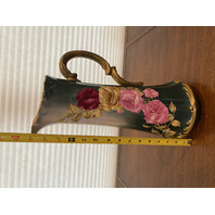 BEAUTIFUL ANTIQUE T & V LIMOGES HAND PANTED Floral Tankard Pitcher 15"H