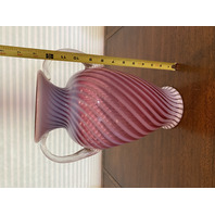 STUNNING VTG LARGE FENTON Cranberry Opalescent Spiral Optic Glass Vase 13"H HTF