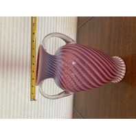 STUNNING VTG LARGE FENTON Cranberry Opalescent Spiral Optic Glass Vase 13"H HTF