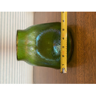 STUNNING VTG LOETZ Green Iridescent CRETA PAPILLION Oil Spot Art Glass Vase 7"H