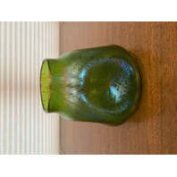 STUNNING VTG LOETZ Green Iridescent CRETA PAPILLION Oil Spot Art Glass Vase 7"H