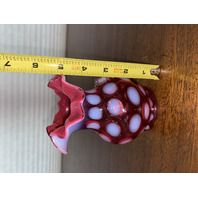 STUNNING VTG FENTON Cranberry Opalescent COIN SPOT Small Art Glass Pitcher 5.25"