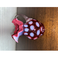 STUNNING VTG FENTON Cranberry Opalescent COIN SPOT Small Art Glass Pitcher 5.25"