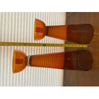 STUNNING PAIR Of Orange/Red EVOLUTION By WATERFORD Glass CandleSticks 18"H, 14"H