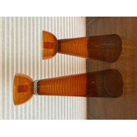 STUNNING PAIR Of Orange/Red EVOLUTION By WATERFORD Glass CandleSticks 18"H, 14"H