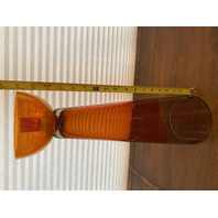STUNNING PAIR Of Orange/Red EVOLUTION By WATERFORD Glass CandleSticks 18"H, 14"H