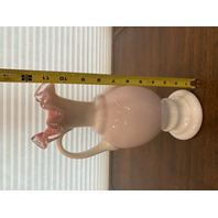 BEAUTIFUL VTG FENTON White Peach Blow Silver Crest Art Glass Pitcher 12"H