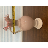 BEAUTIFUL VTG FENTON White Peach Blow Silver Crest Art Glass Pitcher 12"H