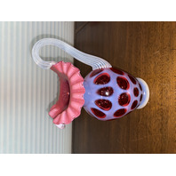 50TH ANNIVERSARY FENTON Cranberry Opalescent COIN DOT Pitcher 10"H SIGNED