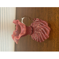 BEAUTIFUL VTG FENTON Cranberry Opalescent SWIRL OPTIC Melon Bottles 6"H PAIR