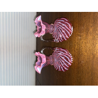 BEAUTIFUL VTG FENTON Cranberry Opalescent SWIRL OPTIC Melon Bottles 6"H PAIR