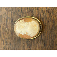STUNNING ANTIQUE Carved Shell Cameo ART NOUVEAU Woman Brooch/Pendant