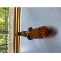 Amber Gold Glass Elephant Paperweight 4.75"H