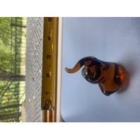 Amber Gold Glass Elephant Paperweight 4.75"H